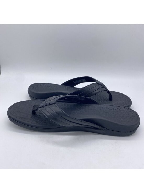 Vionic Tide II Toe Post Sandal Men 13 Black Leather Flip Flop Orthotic Plantar F main image 9